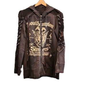 Y2K Grunge Salvage zip front sweatshirt M